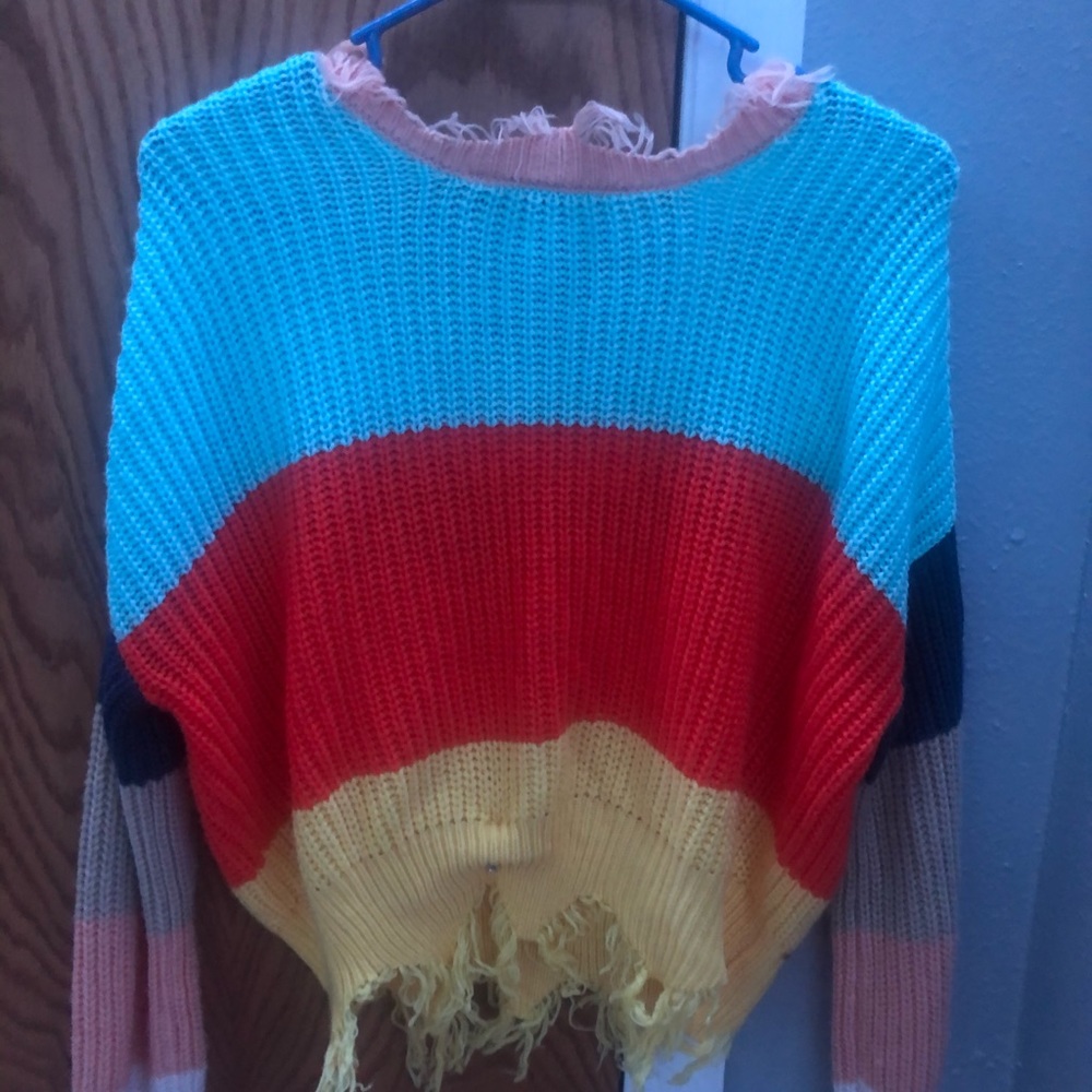 Distressed Colorful Sweater - Picture 2 of 2